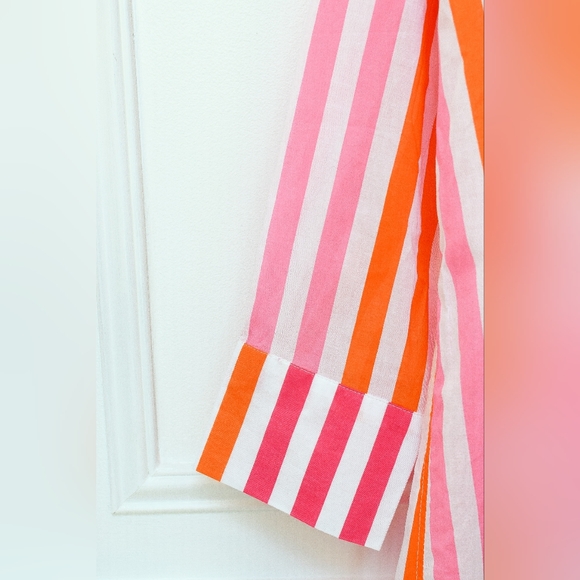 NEW Beach Riot Striped Oversized Button Up Shirt Pink & Orange Sunset Size XL - Picture 7 of 9